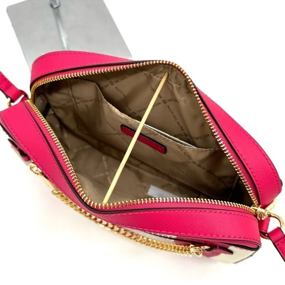 Michael Kors Large EW Zip Chain Xbody Crossbody Bag Electric Pink Multi - Picture 6 of 8